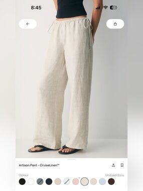 Aritzia Wide Leg Artisan Pant in Undyed Ecru